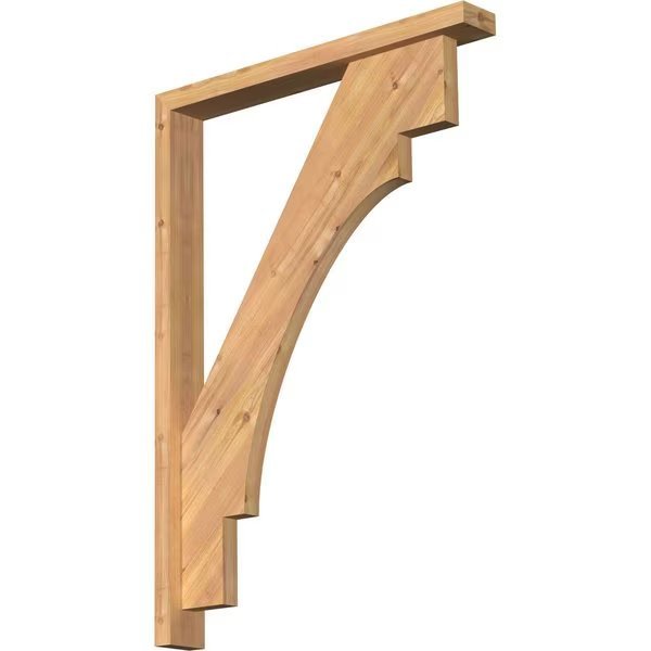 Merced Block Smooth Bracket w/ Offset Brace, Western Red Cedar, 3 1/2